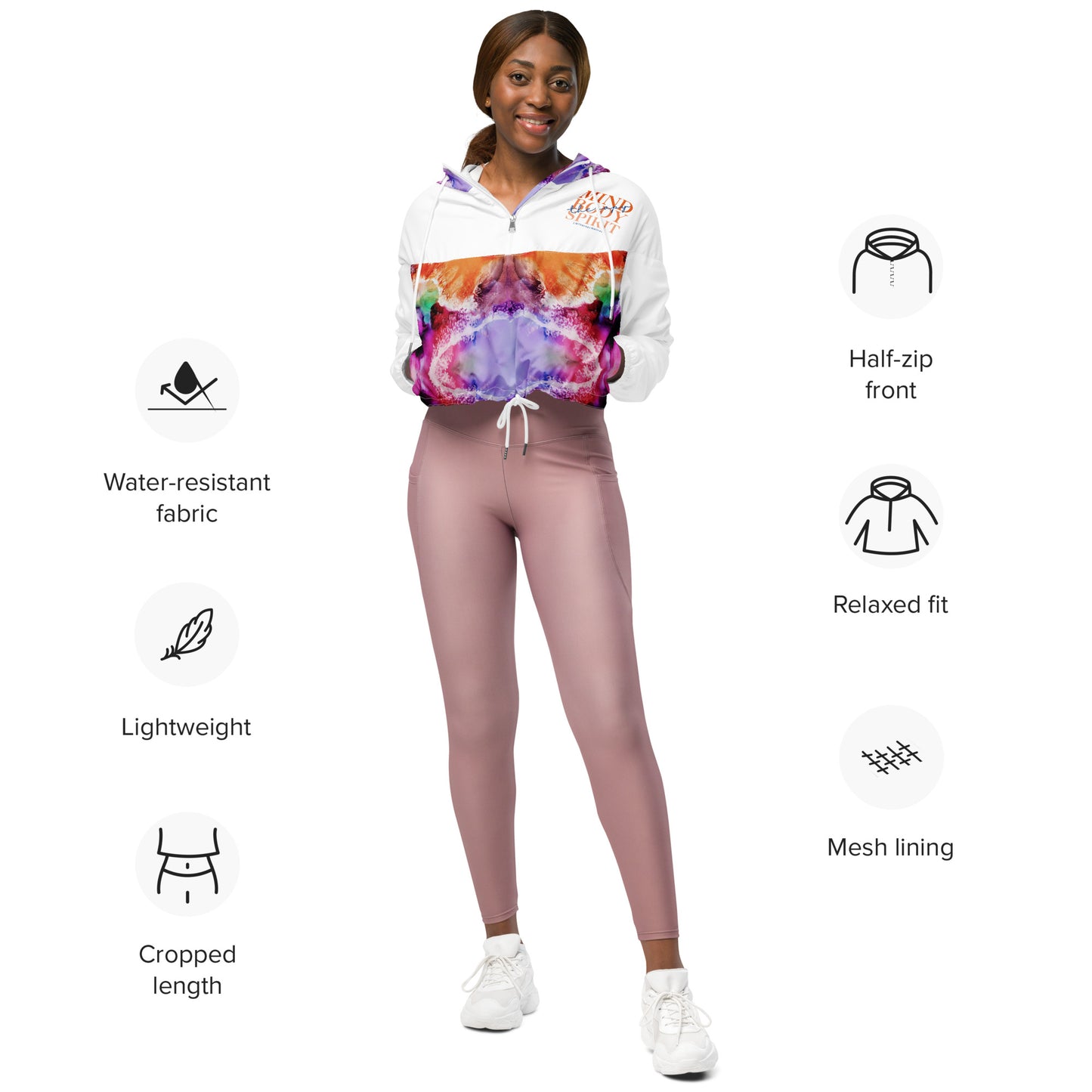 "Mind Body Spirit" Women’s Cropped Windbreaker