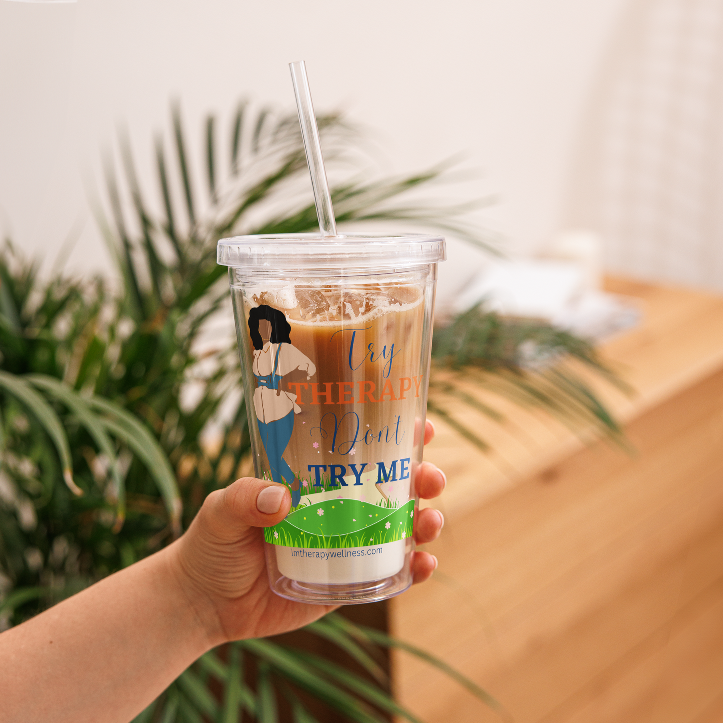 "Try Therapy" Clear Tumbler